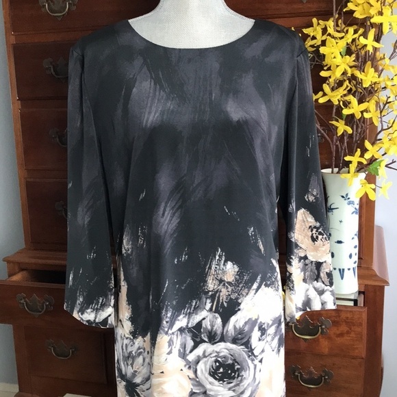 St. John Collection Dresses & Skirts - St. John Collection Floral Silk Dress Black Cream Golden Size 12